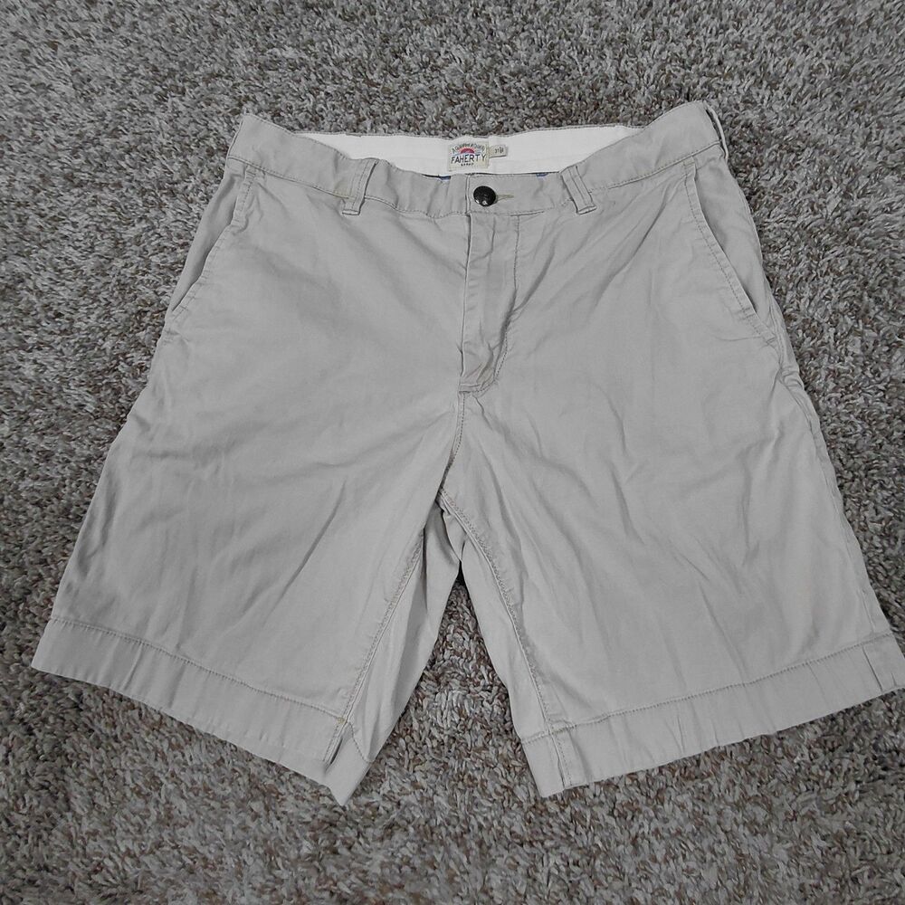 Faherty Shorts Mens 31 Beige Chino Hiking Stretch 8.5" Khaki Casual